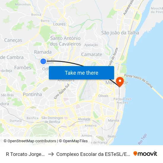 R Torcato Jorge 12 to Complexo Escolar da ESTeSL / ESEL map