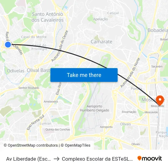 Av Liberdade (Escola) to Complexo Escolar da ESTeSL / ESEL map