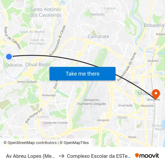 Av Abreu Lopes (Mesquita) to Complexo Escolar da ESTeSL / ESEL map