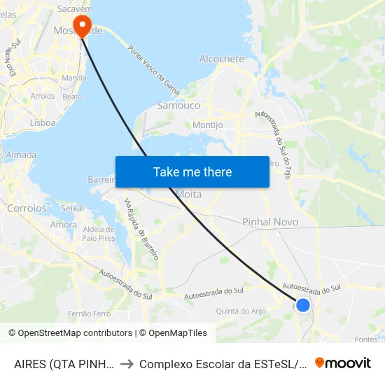 AIRES (QTA PINHAL) to Complexo Escolar da ESTeSL / ESEL map