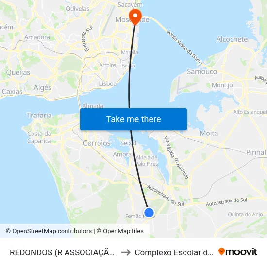 REDONDOS (R ASSOCIAÇÃO MORADORES 595) to Complexo Escolar da ESTeSL / ESEL map