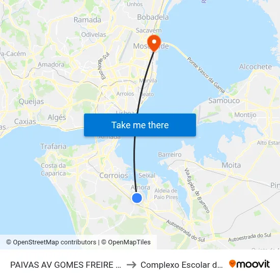 PAIVAS AV GOMES FREIRE ANDR(X)AV LIBERD to Complexo Escolar da ESTeSL / ESEL map