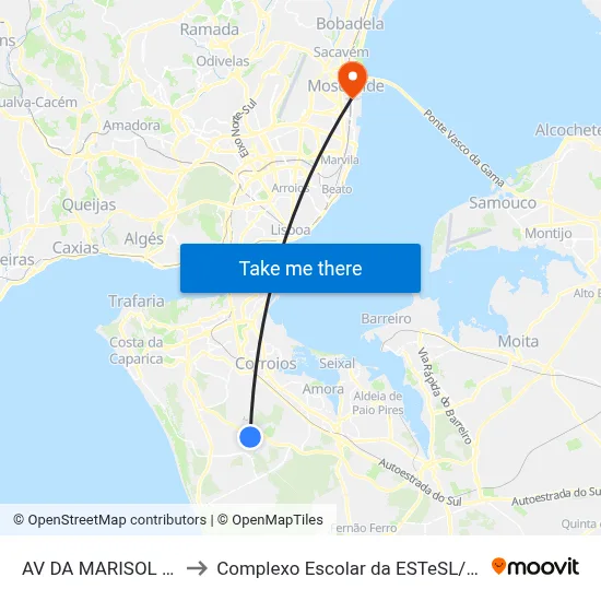 AV DA MARISOL 266 to Complexo Escolar da ESTeSL / ESEL map