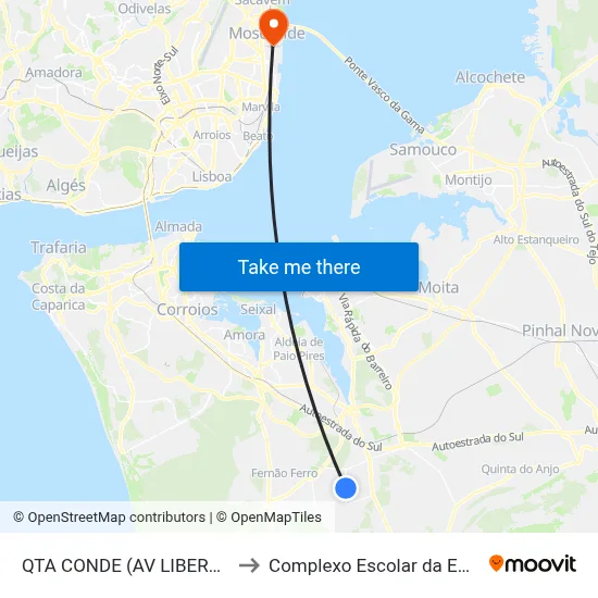 QTA CONDE (AV LIBERDADE 1229) to Complexo Escolar da ESTeSL / ESEL map