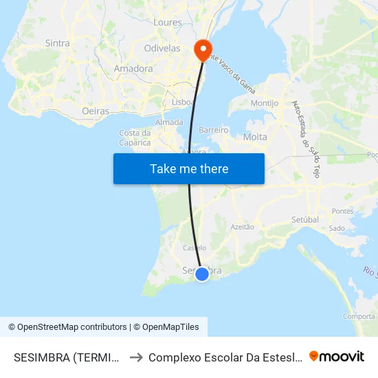 SESIMBRA (TERMINAL) to Complexo Escolar Da Estesl / Esel map