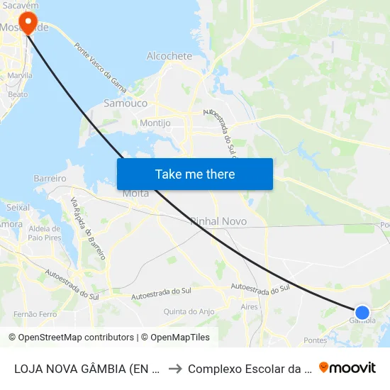 LOJA NOVA GÂMBIA (EN 10 X R GÂMBIA) to Complexo Escolar da ESTeSL / ESEL map