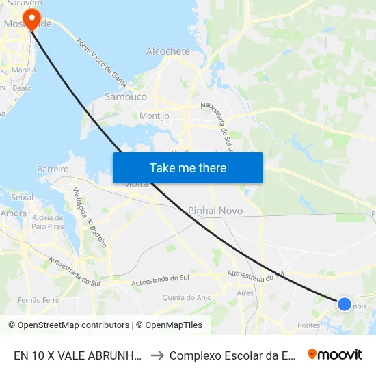 EN 10 X VALE ABRUNHEIRA KM 50 to Complexo Escolar da ESTeSL / ESEL map