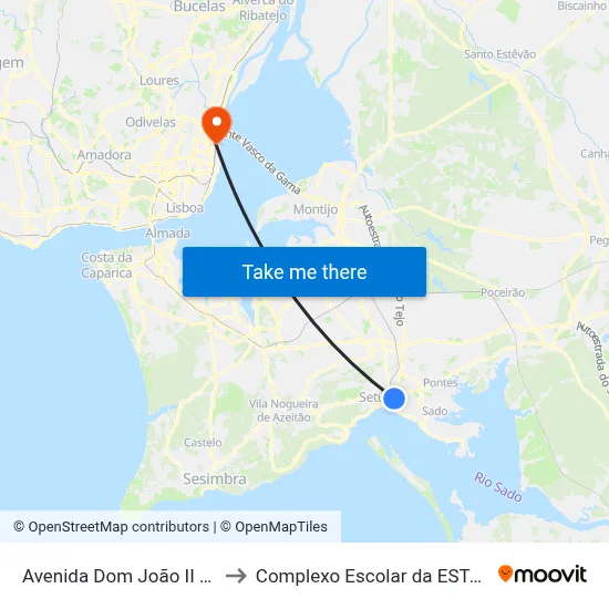 Avenida Dom João II (Escola) to Complexo Escolar da ESTeSL / ESEL map