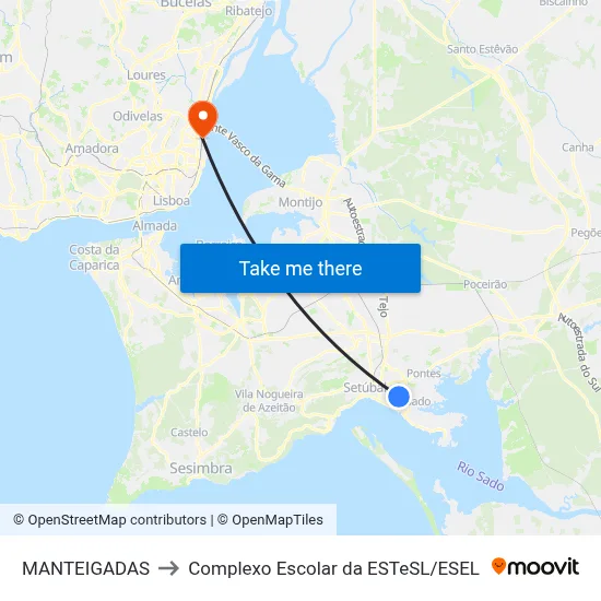 MANTEIGADAS to Complexo Escolar da ESTeSL / ESEL map