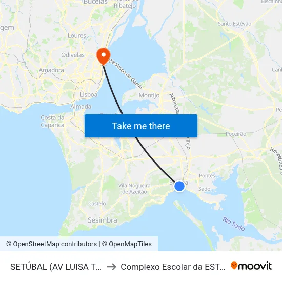 SETÚBAL (AV LUISA TODI 310) to Complexo Escolar da ESTeSL / ESEL map