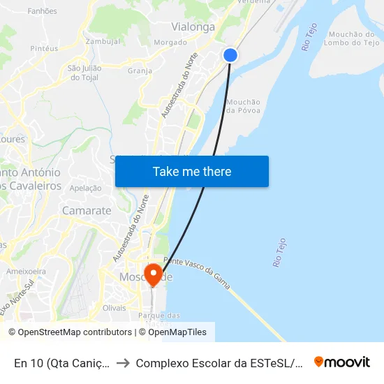 En 10 (Qta Caniços) to Complexo Escolar da ESTeSL / ESEL map