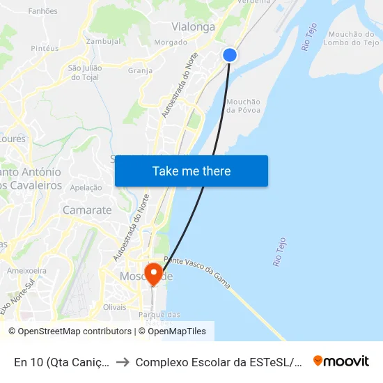 En 10 (Qta Caniços) to Complexo Escolar da ESTeSL / ESEL map