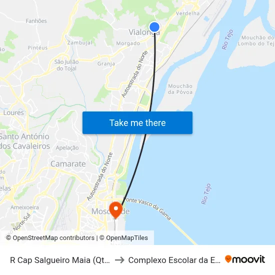 R Cap Salgueiro Maia (Qta Maranhota) to Complexo Escolar da ESTeSL / ESEL map