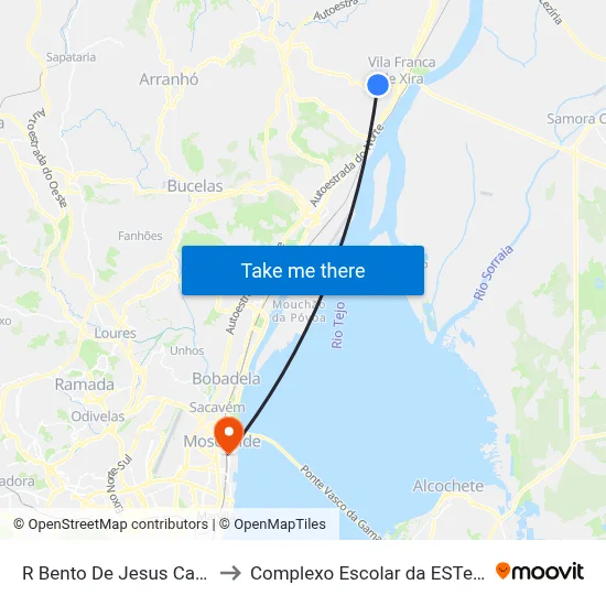 R Bento De Jesus Caraça 13 to Complexo Escolar da ESTeSL / ESEL map