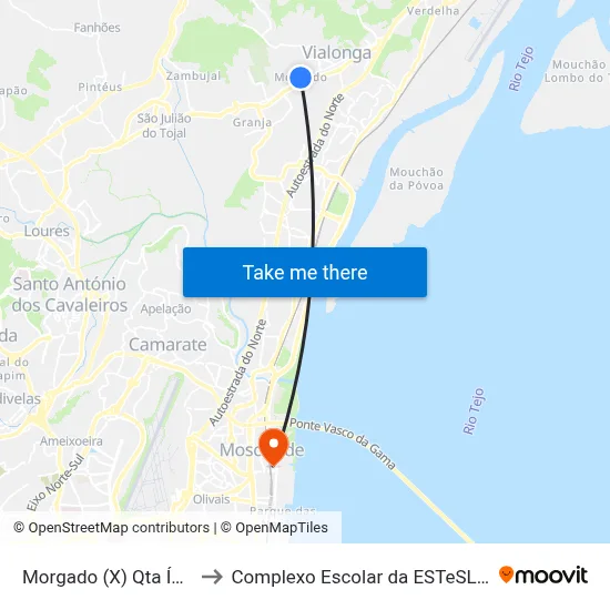 Morgado (X) Qta Índias to Complexo Escolar da ESTeSL / ESEL map