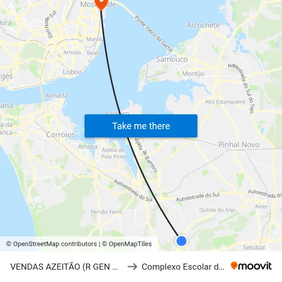 VENDAS AZEITÃO (R GEN HUMB DELGADO 35) to Complexo Escolar da ESTeSL / ESEL map