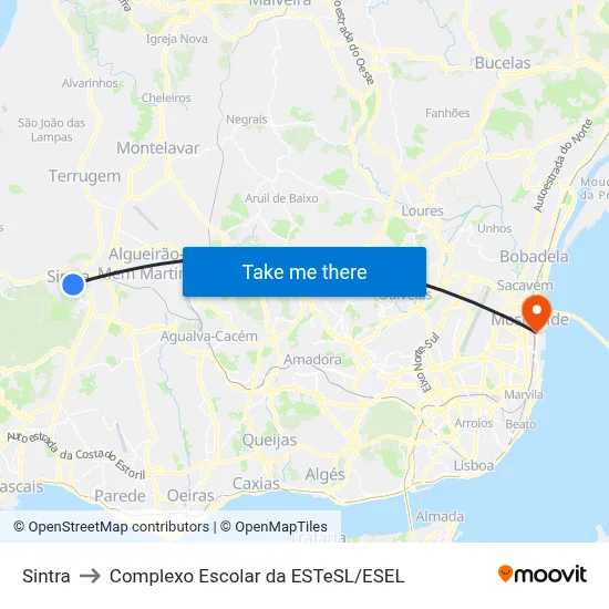 Sintra to Complexo Escolar da ESTeSL / ESEL map