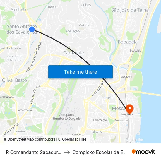 R Comandante Sacadura Cabral 49 to Complexo Escolar da ESTeSL / ESEL map