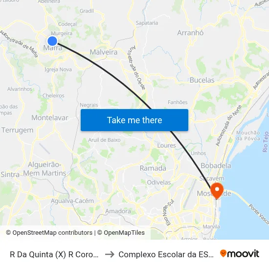 R Da Quinta (X) R Coronel Calado to Complexo Escolar da ESTeSL / ESEL map