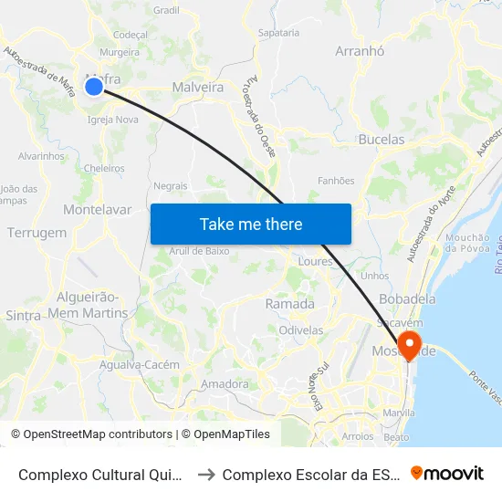 Complexo Cultural Quinta Raposa to Complexo Escolar da ESTeSL / ESEL map