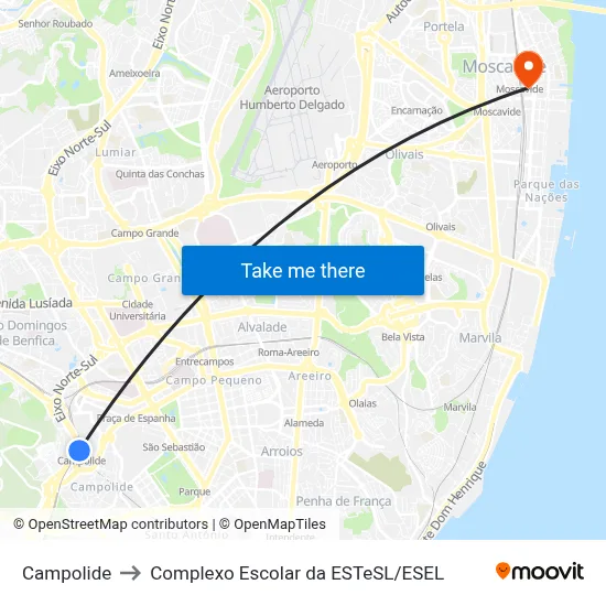 Campolide to Complexo Escolar da ESTeSL / ESEL map
