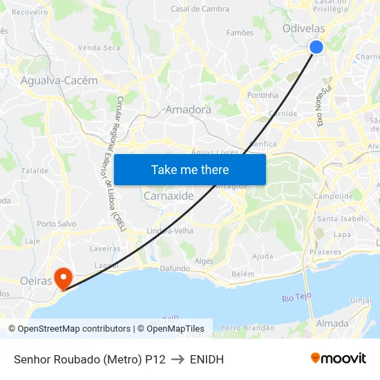 Senhor Roubado (Metro) P12 to ENIDH map
