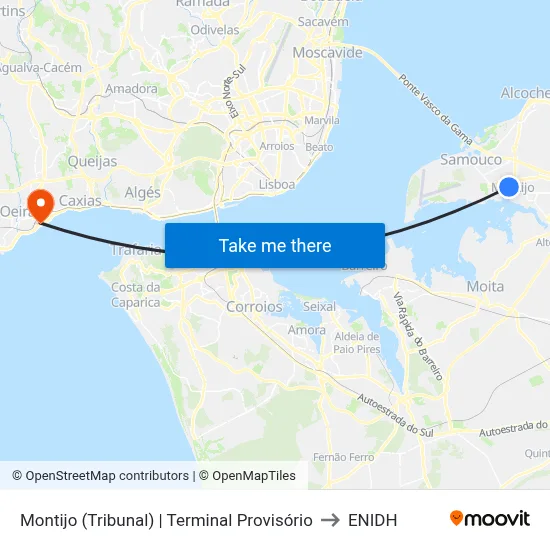 Montijo (Tribunal) | Terminal Provisório to ENIDH map