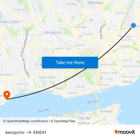 Aeroporto to ENIDH map