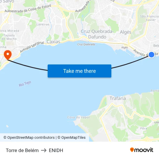 Torre de Belém to ENIDH map