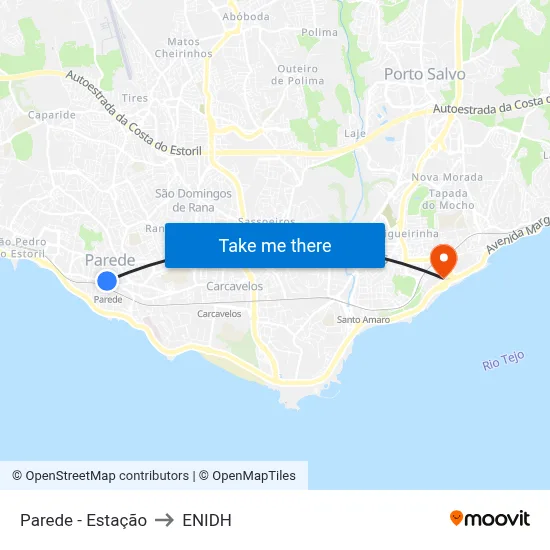 Parede - Estação to ENIDH map