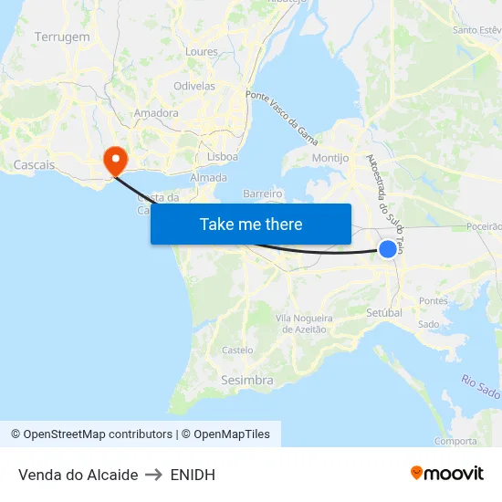 Venda do Alcaide to ENIDH map