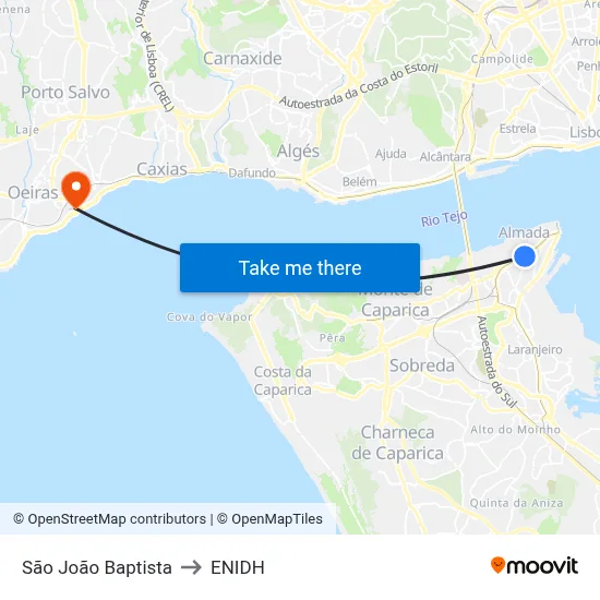 São João Baptista to ENIDH map