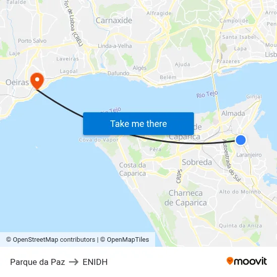 Parque da Paz to ENIDH map