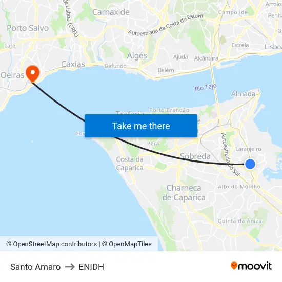 Santo Amaro to ENIDH map