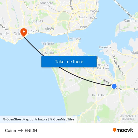 Coina to ENIDH map