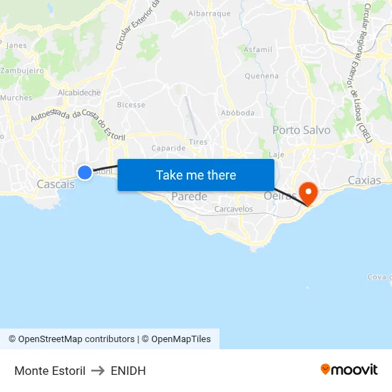 Monte Estoril to ENIDH map