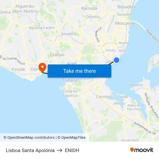 Lisboa Santa Apolónia to ENIDH map