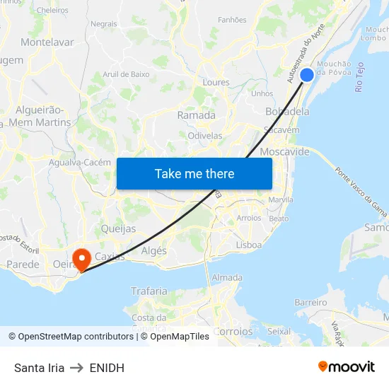 Santa Iria to ENIDH map