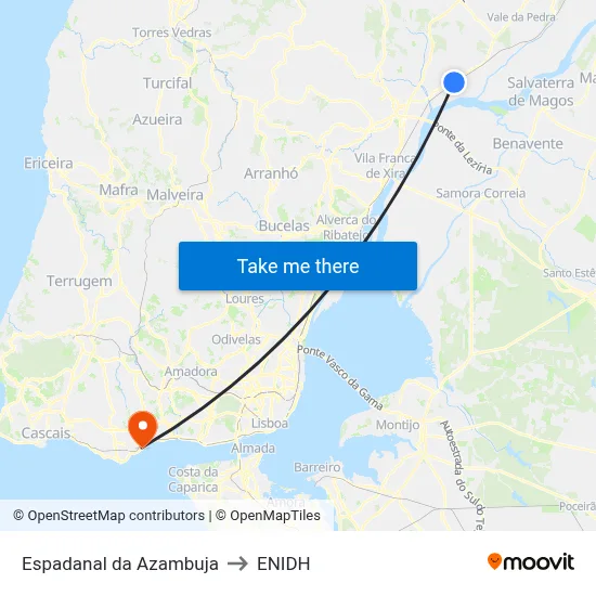 Espadanal da Azambuja to ENIDH map