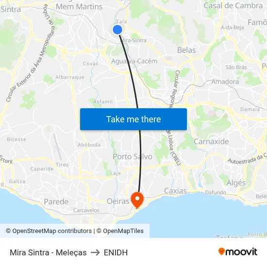 Mira Sintra - Meleças to ENIDH map