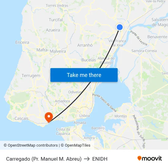 Carregado (Pr. Manuel M. Abreu) to ENIDH map