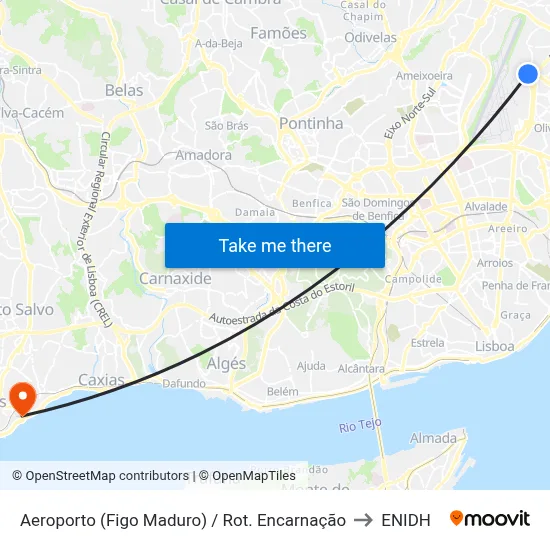 Aeroporto (Figo Maduro) / Rot. Encarnação to ENIDH map