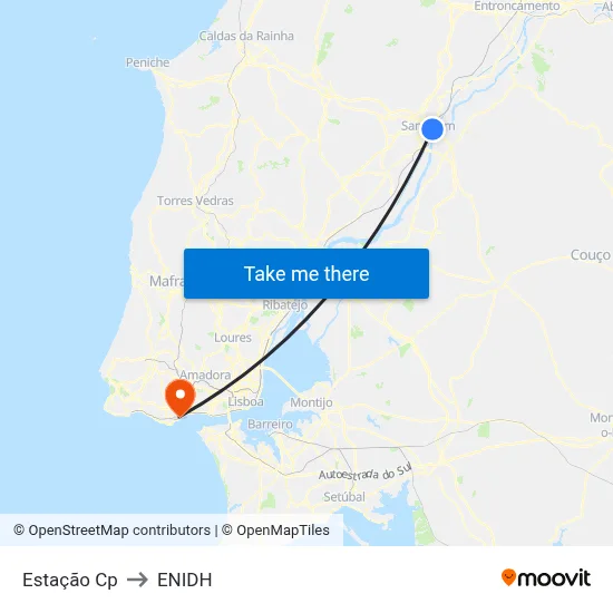 Estação Cp to ENIDH map
