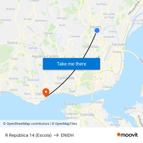 R República 14 (Escola) to ENIDH map