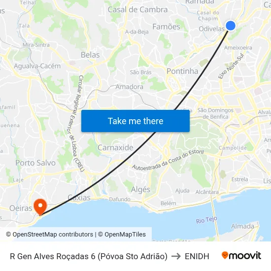 R Gen Alves Roçadas 6 (Póvoa Sto Adrião) to ENIDH map