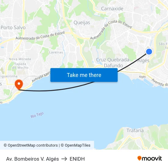 Av. Bombeiros V. Algés to ENIDH map