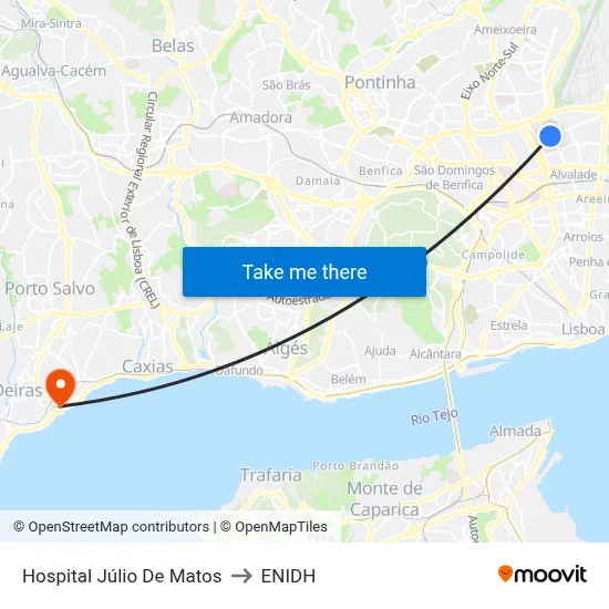 Hospital Júlio De Matos to ENIDH map