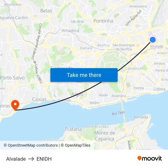 Alvalade to ENIDH map