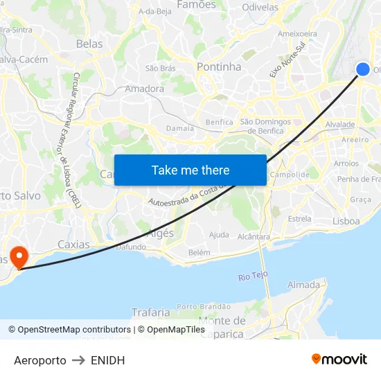 Aeroporto to ENIDH map