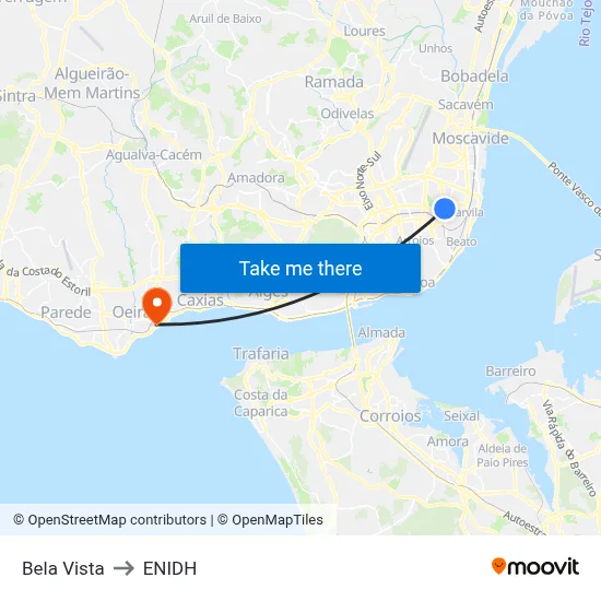 Bela Vista to ENIDH map